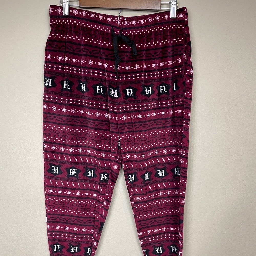 Harry Potter Womens' Hogwarts House Crest Sleep Jogger Pajama Pants fleece, sz M